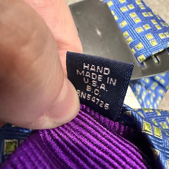 Tom James Ventura Blue Yellow Patterned Silk Tie NEW With Tags - Picture 5 of 7